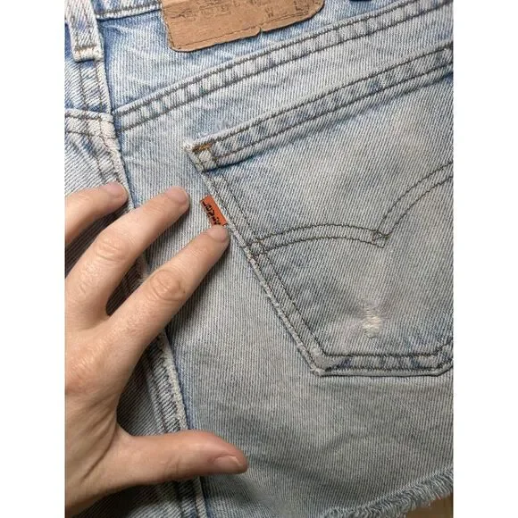 RARE Vintage Levi's Authentic Hippie 60s 70s Patch Cutoff Light Wash Jean Shorts